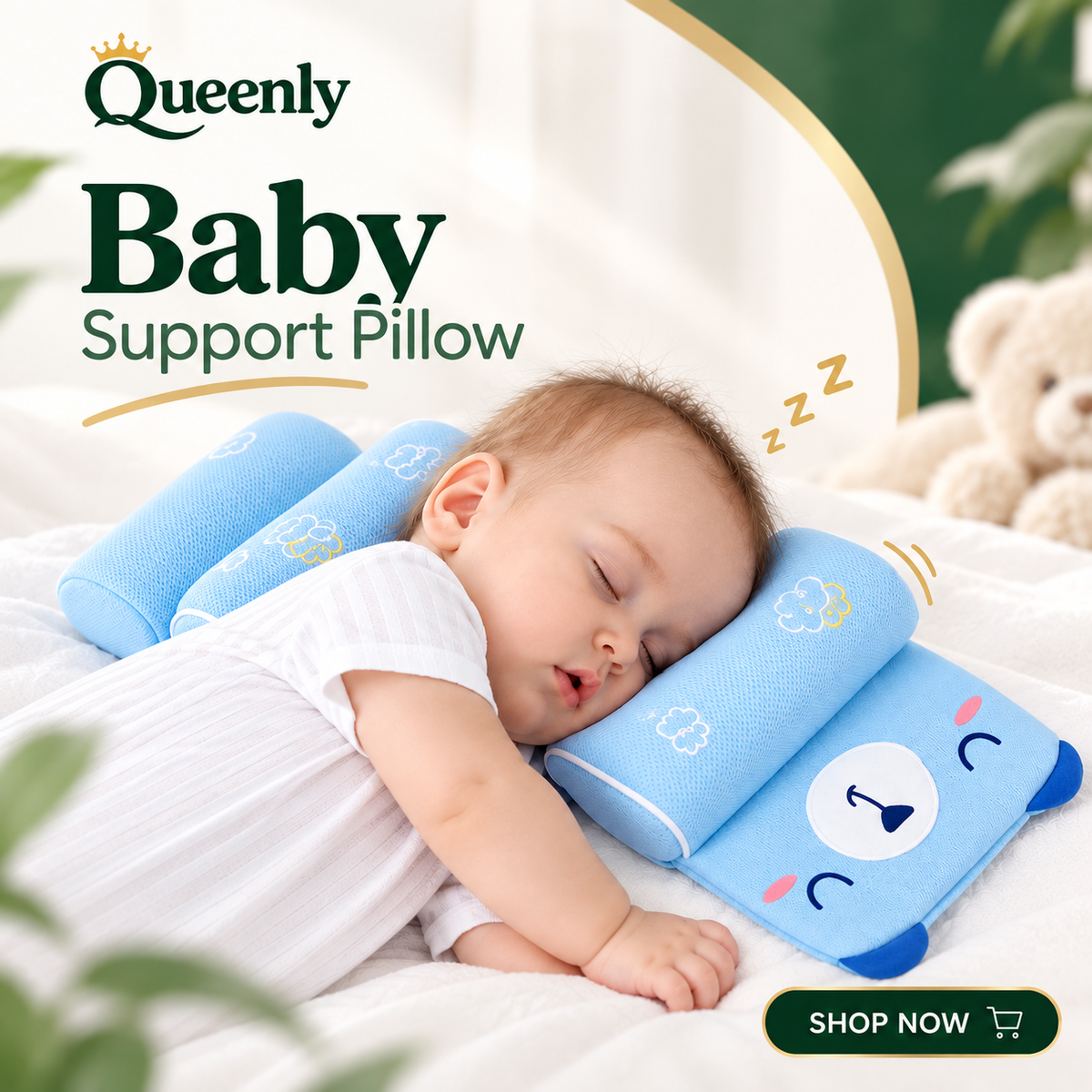 Adjustable Baby Sleeping Support Pillow Anti Roll Cushion And Neck Protection Infant Sleep Positioner | Random Colour