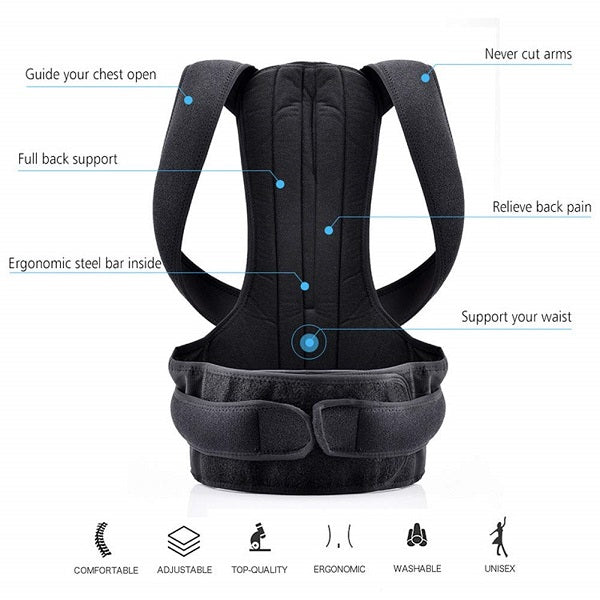 Adjustable Back Posture Corrector for Men & Women | Comfortable and Breathable Support Brace