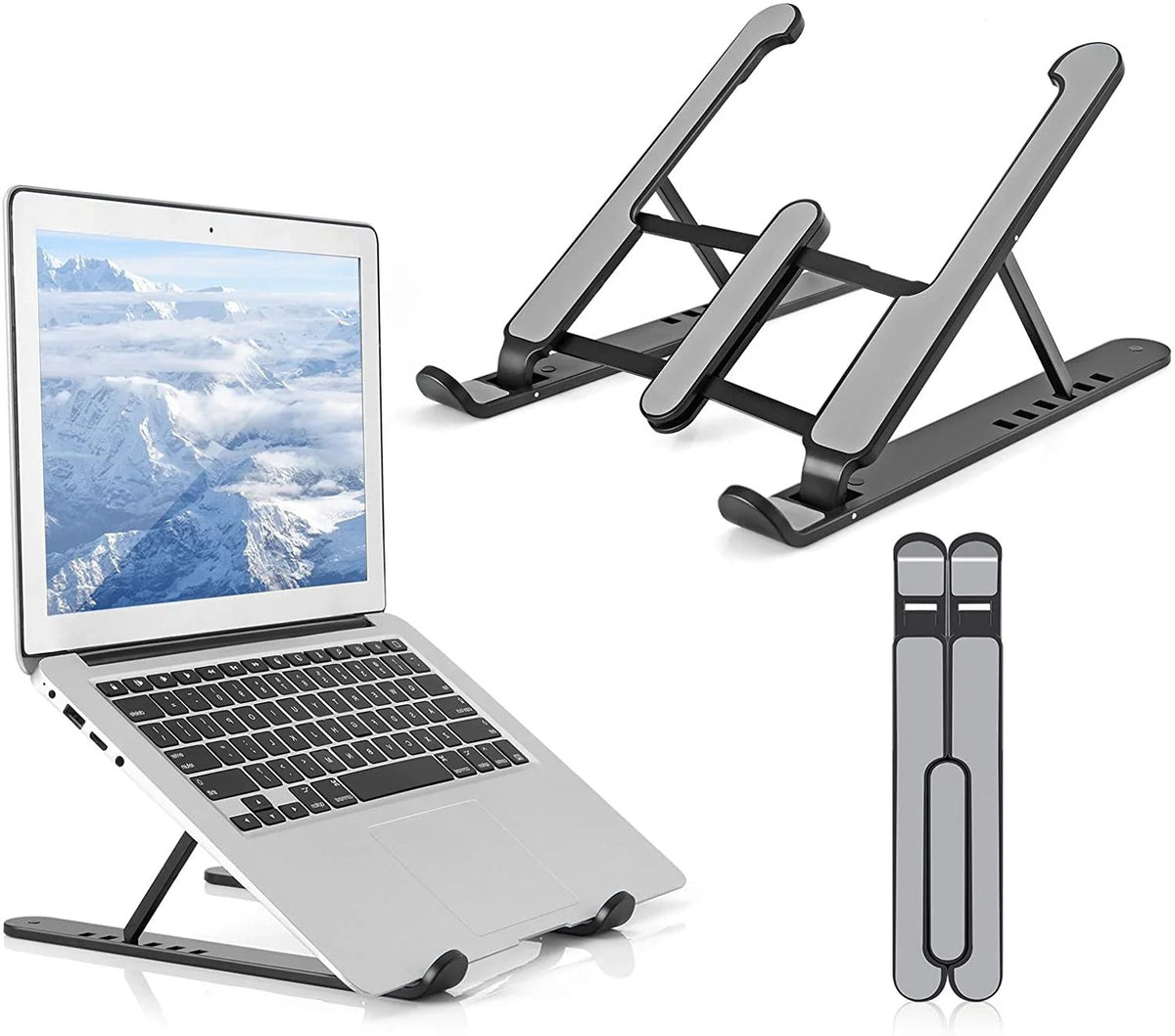 Metal Body Laptop Stand | Adjustable Portable Durable | 24×4.5cm Folded / 24×16.5cm Opened